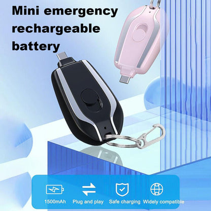 1500mAh Mini Power Emergency Pod Keychain Charger With Type-C Ultra-Compact Mini Battery Pack Fast Charging Backup Power Bank - Cruish Home