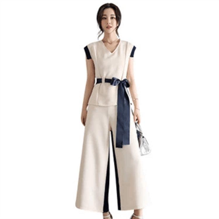 Fashion Western-style Casual Wide-leg Pants Hong Kong-style Retro Two-piece Suit - Cruish Home