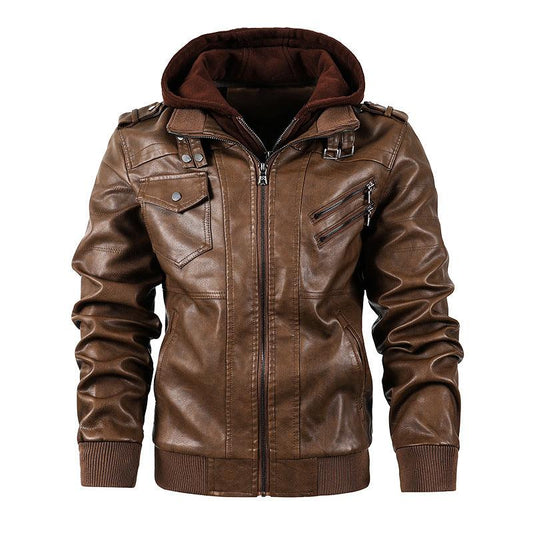 Motorcycle leather men's jackets stand collar men - Cruish Home