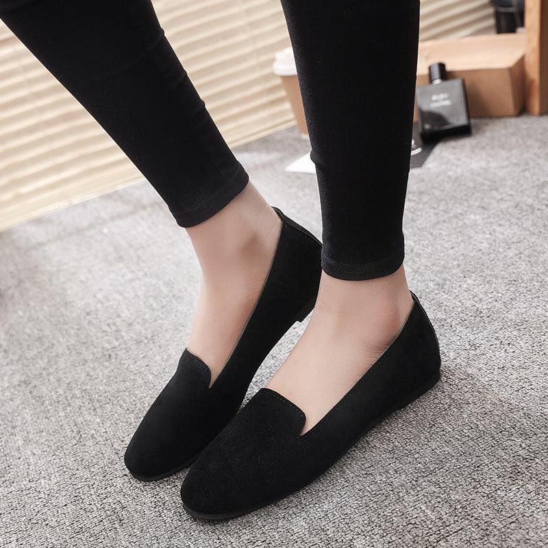 2021 spring new women's shoes shallow mouth round flat shoes work shoes single shoes peas shoes - Cruish Home