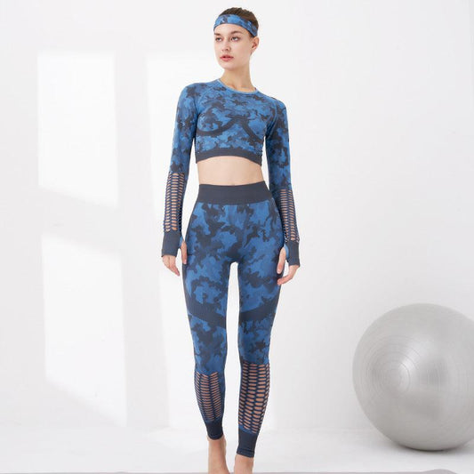 Camouflage Yoga Clothing Suit Hollow Beauty Back - Cruish Home