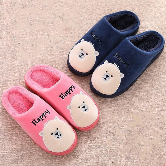 Winter Cotton Slippers For Men And Women To Keep Warm Plus Velvet Thick Sleeping Shoes - Cruish Home