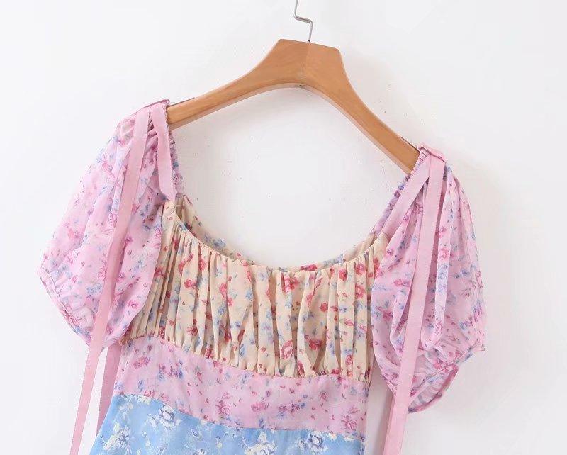 Fairy Skirt Romantic Floral High Waist Puff Sleeve Long Skirt - Cruish Home
