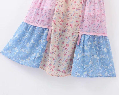 Fairy Skirt Romantic Floral High Waist Puff Sleeve Long Skirt - Cruish Home