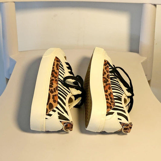 Zebra And Leopard Pattern Stitching Low-cut Canvas Shoes Women - Cruish Home