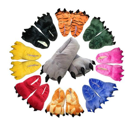 Winter Soft Warm Dinosaur Paw Funny Slippers for Men Women Kids Parent-child Home House Slipper Shoes Room Cotton Shoes - Cruish Home