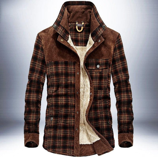 Winter Jacket Men Thicken Warm Fleece Jackets Coats Pure Cotton Plaid Jacket Military Clothes - Cruish Home