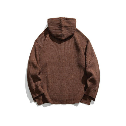 Hooded Zip Cardigan Sweater Loose Women's Knitted Coat - Cruish Home