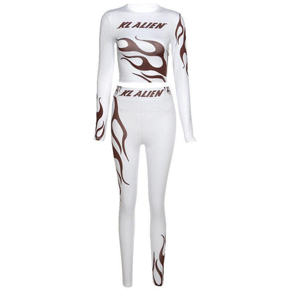 Fashion Printed Waist Tight Fitting Sports Suit - Cruish Home