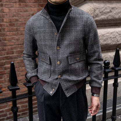 Vintage Slim Jacket Short Standing Collar Man - Cruish Home