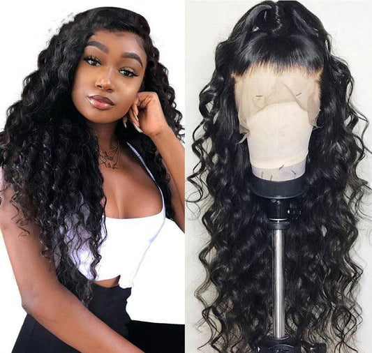 Chemical fiber front lace black small curly wig - Cruish Home