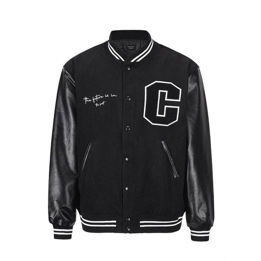Embroidered Leather Patchwork Sports Casual Jacket Baseball Uniform - Cruish Home