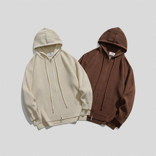Hooded Zip Cardigan Sweater Loose Women's Knitted Coat - Cruish Home