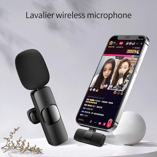 Wireless Lavalier Microphone Portable Audio Video Recording Mini Mic For I Phone Android Long Battery Life Live Broadcast Gaming - Cruish Home
