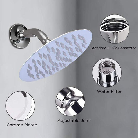 6 Inch Stainless Steel Round And Thin Supercharged Water-saving Mirror Top Spray Shower Nozzle - Cruish Home