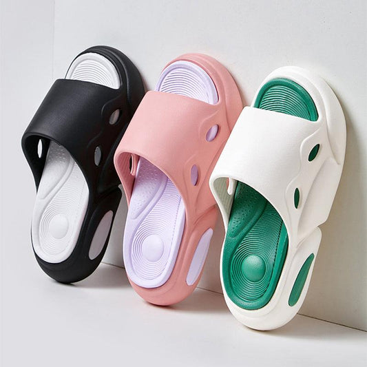 Women's Two-color Slippers For Couple Thick-soled Indoor Floor House Shoes Summer Outdoor Leisure Beach Shoes Women Men - Cruish Home