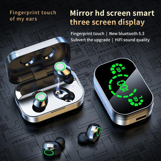 YD03 Wireless Bluetooth Headset TWS Large Screen Smart Digital Display In Ear Breathing Light - Cruish Home